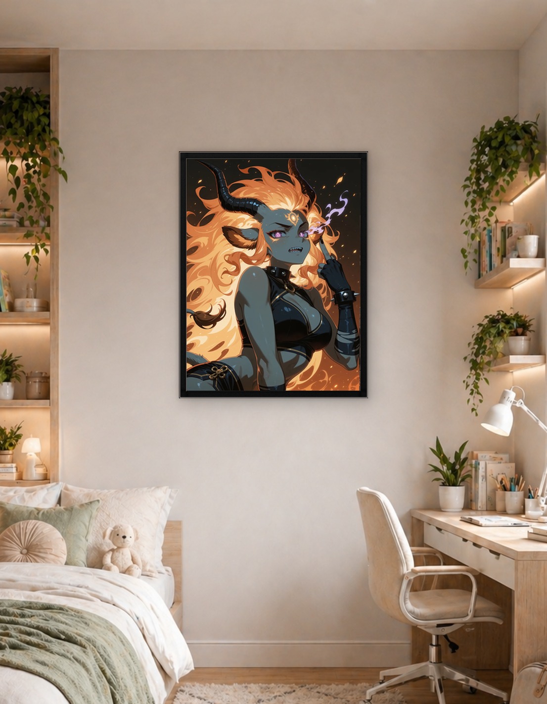 Fiery Demon Girl with Horns - 9908177