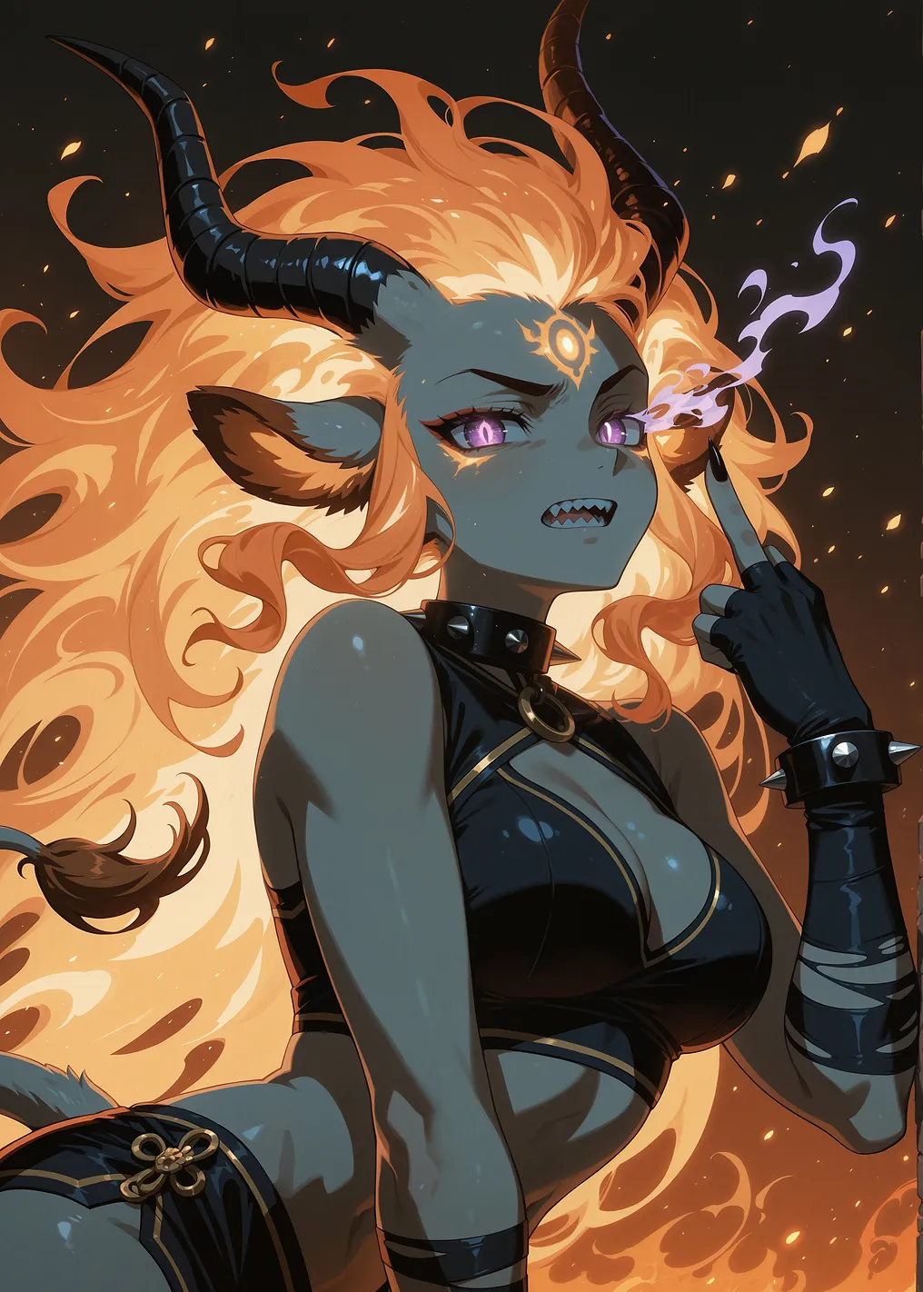 Fiery Demon Girl with Horns - 9908177