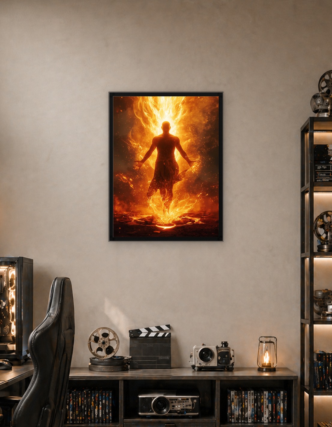 Fiery Figure in Eruption of Flames