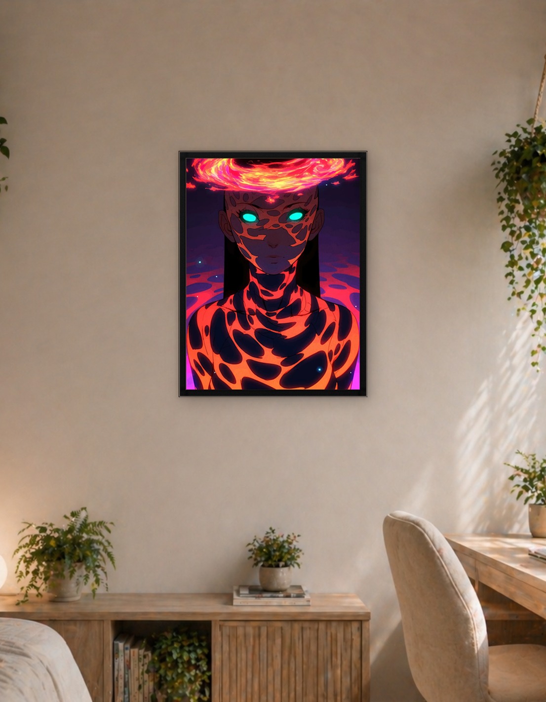 Fiery Being with Glowing Eyes