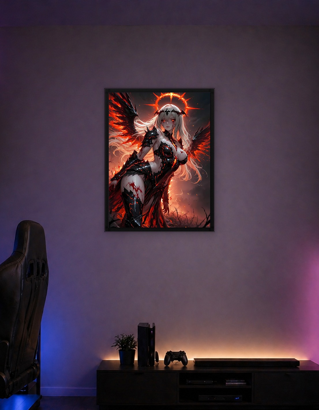 Fiery Angel Warrior with Wings