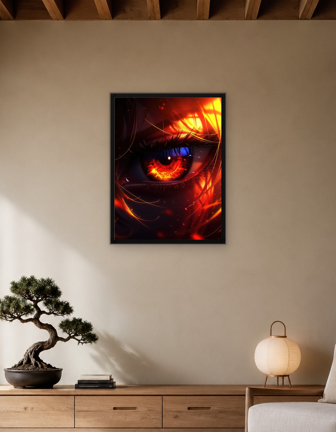 Fiery Anime Eye with Sparks