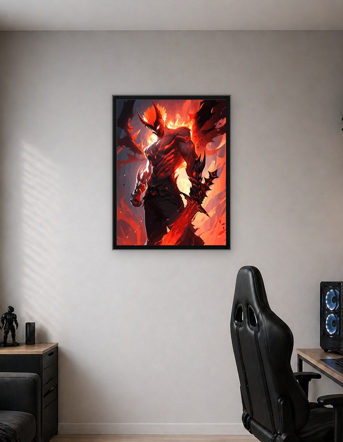 Fiery Demon Warrior with Sword