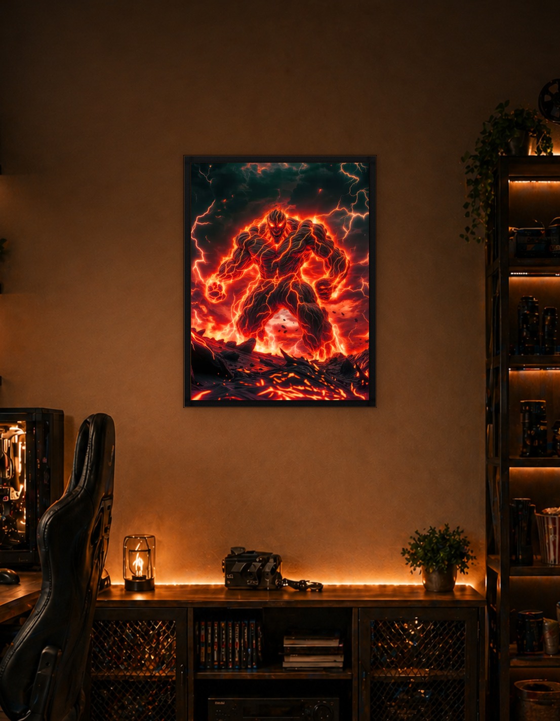 Fiery Lava Monster with Lightning