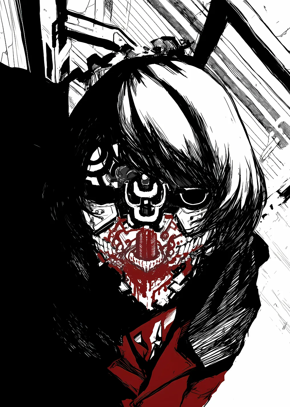 Ghoulish Figure with Red Mask