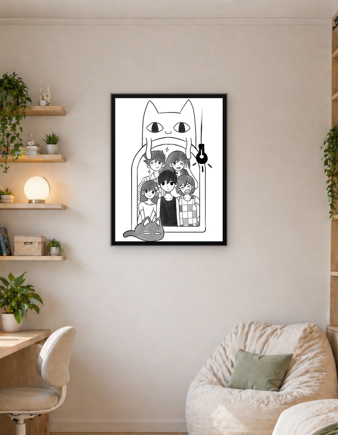 Omori characters in a framed picture