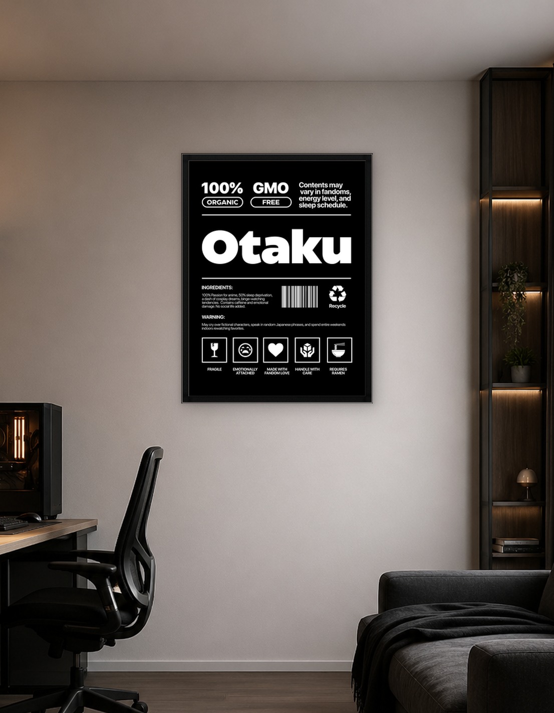 Otaku Energy Label – Funny Anime Parody Poster