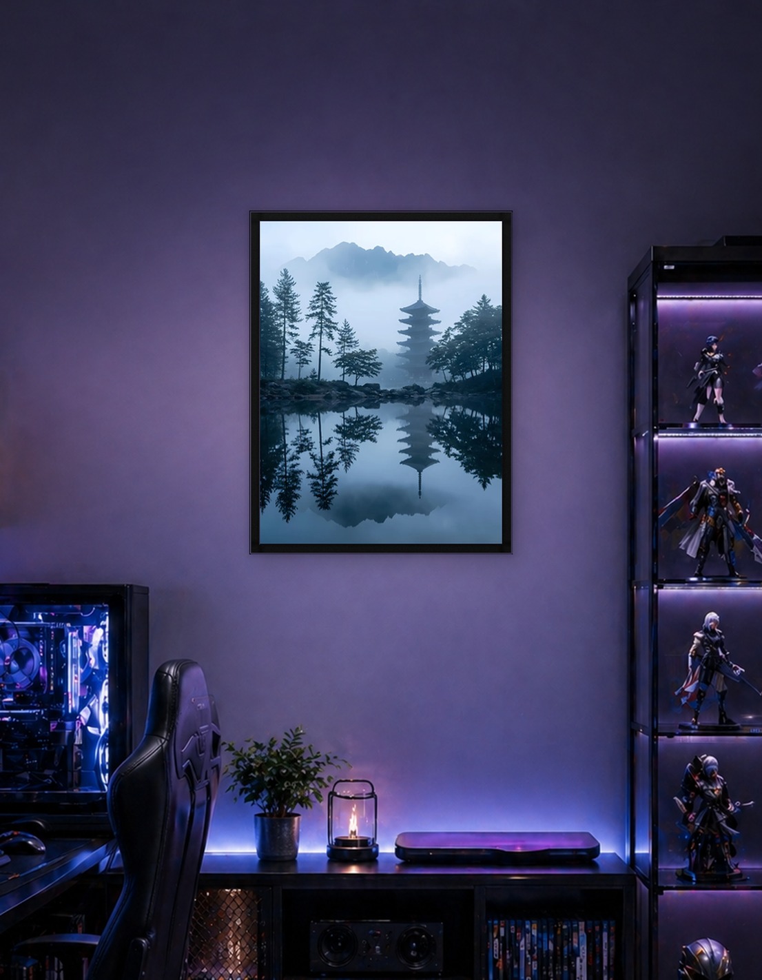 Pagoda Reflection in Misty Lake