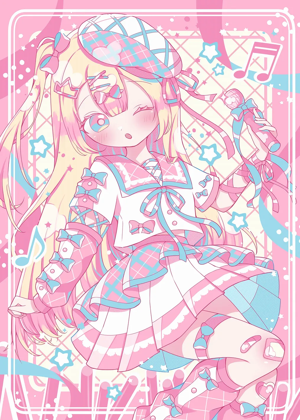 Pastel Anime Idol Girl Illustration