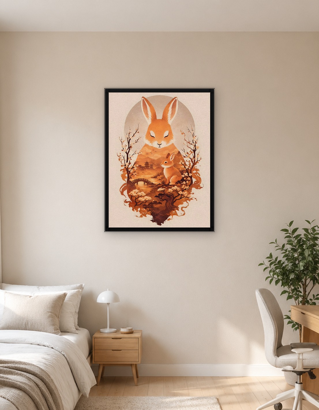 Mother and Child Rabbit Landscape