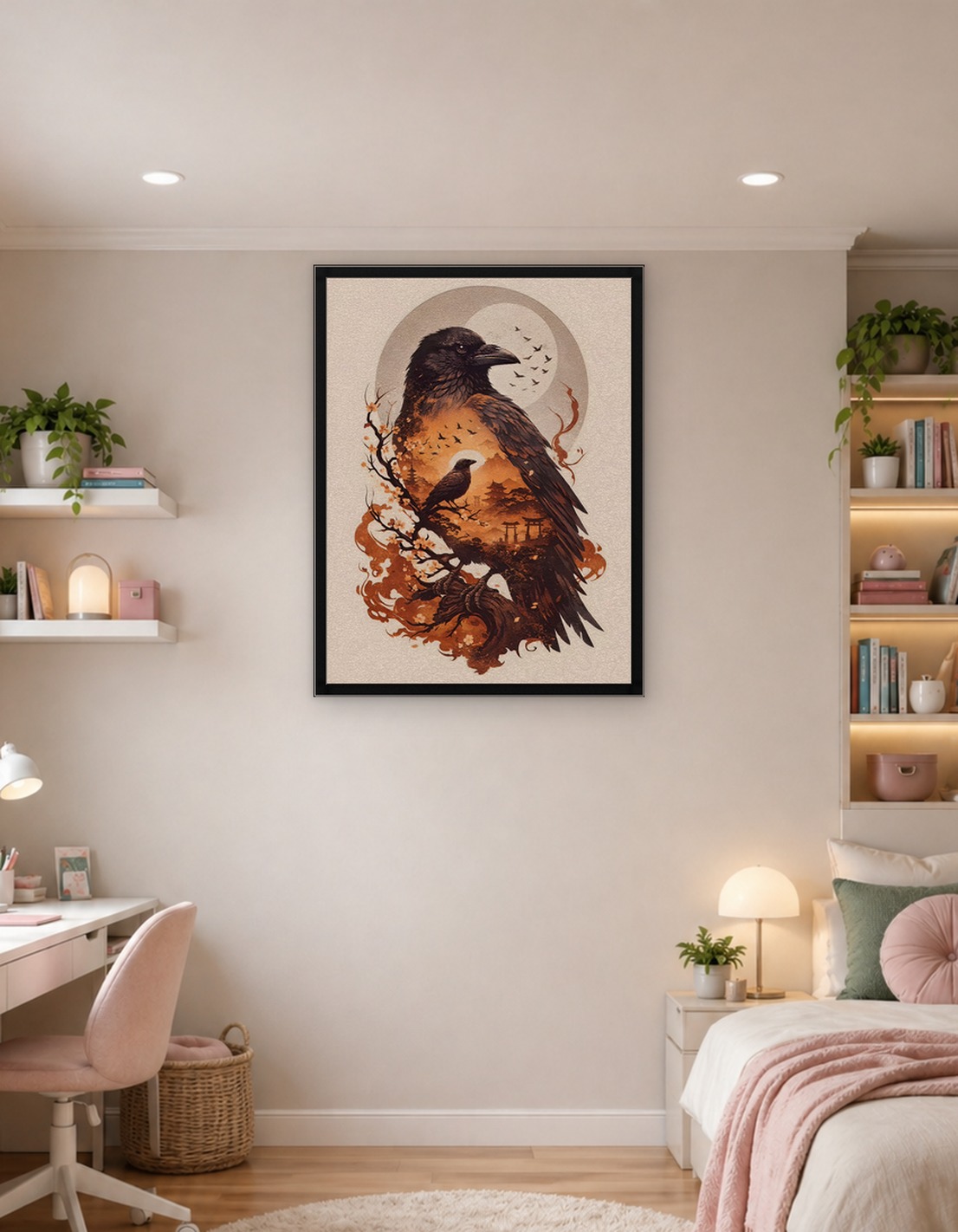 Japanese Crow Landscape Art