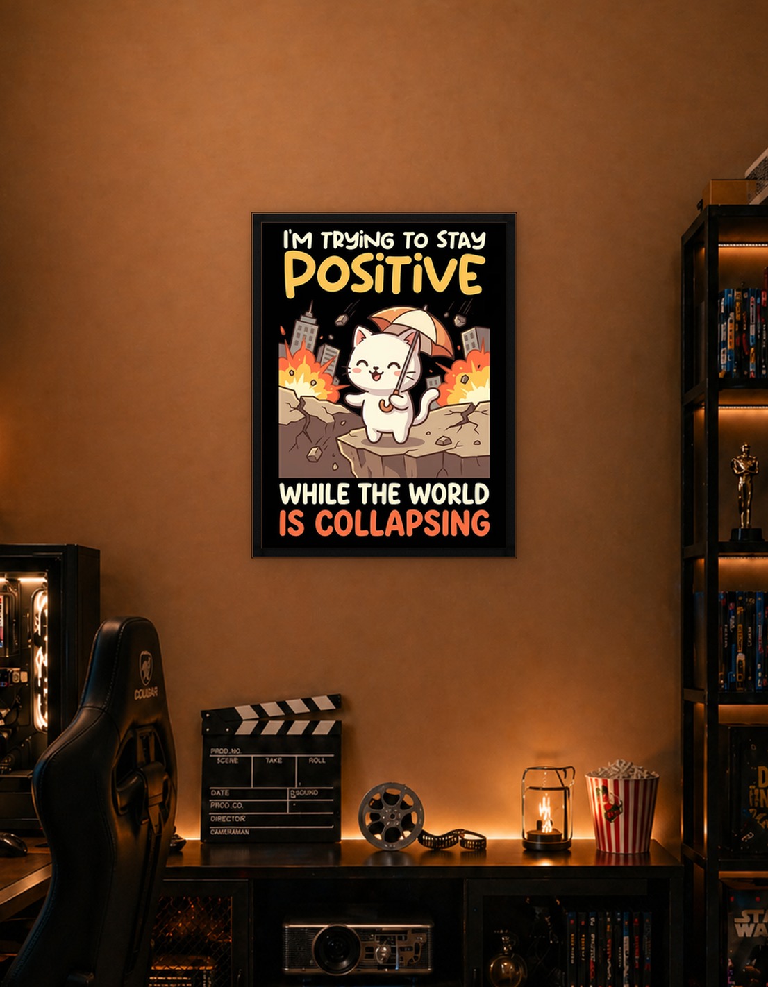 Positive Cat During Apocalypse Cartoon