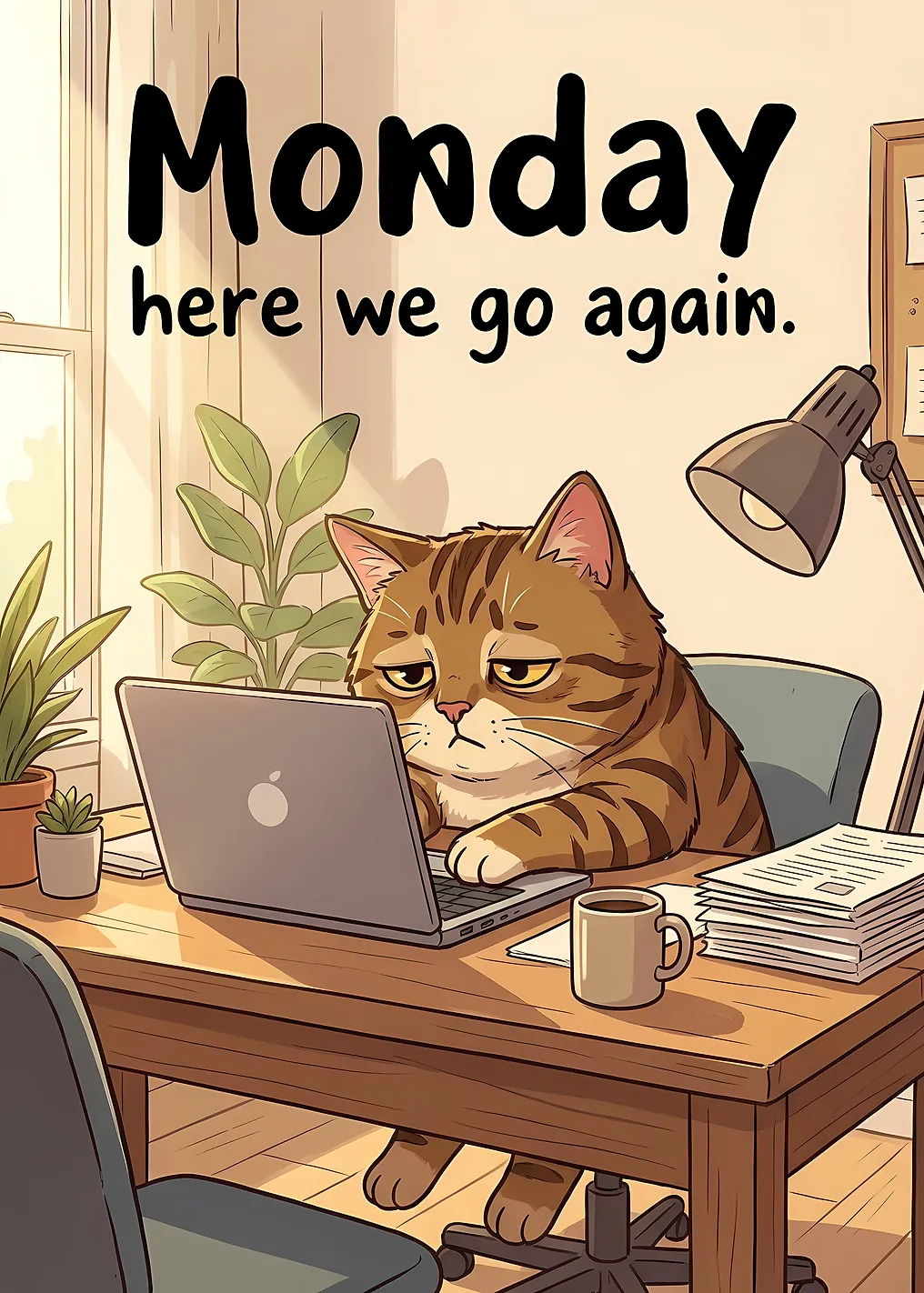 Monday Cat Working on Laptop
