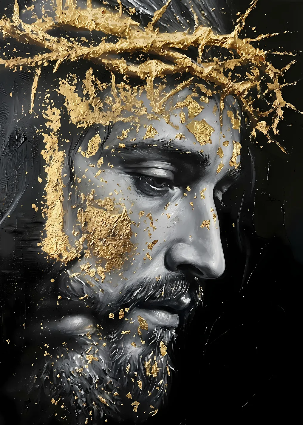 Jesus Christ Portrait with Golden Crown