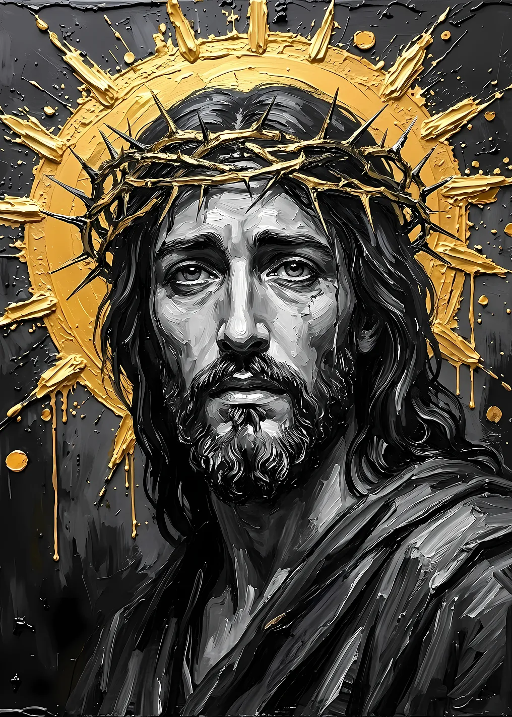 Jesus Christ Portrait with Crown of Thorns - 9348317