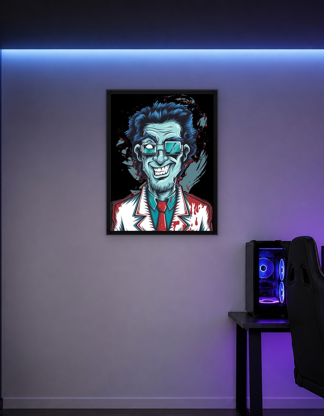 Mad Scientist Portrait with Square Glasses