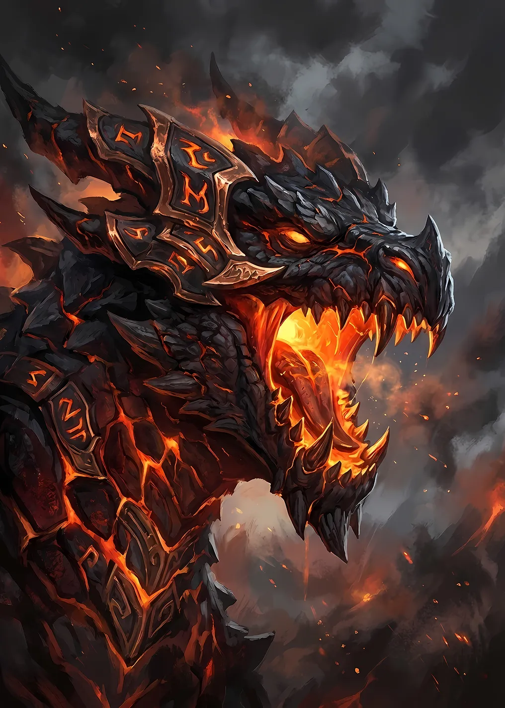 Fiery Dragon Head Portrait
