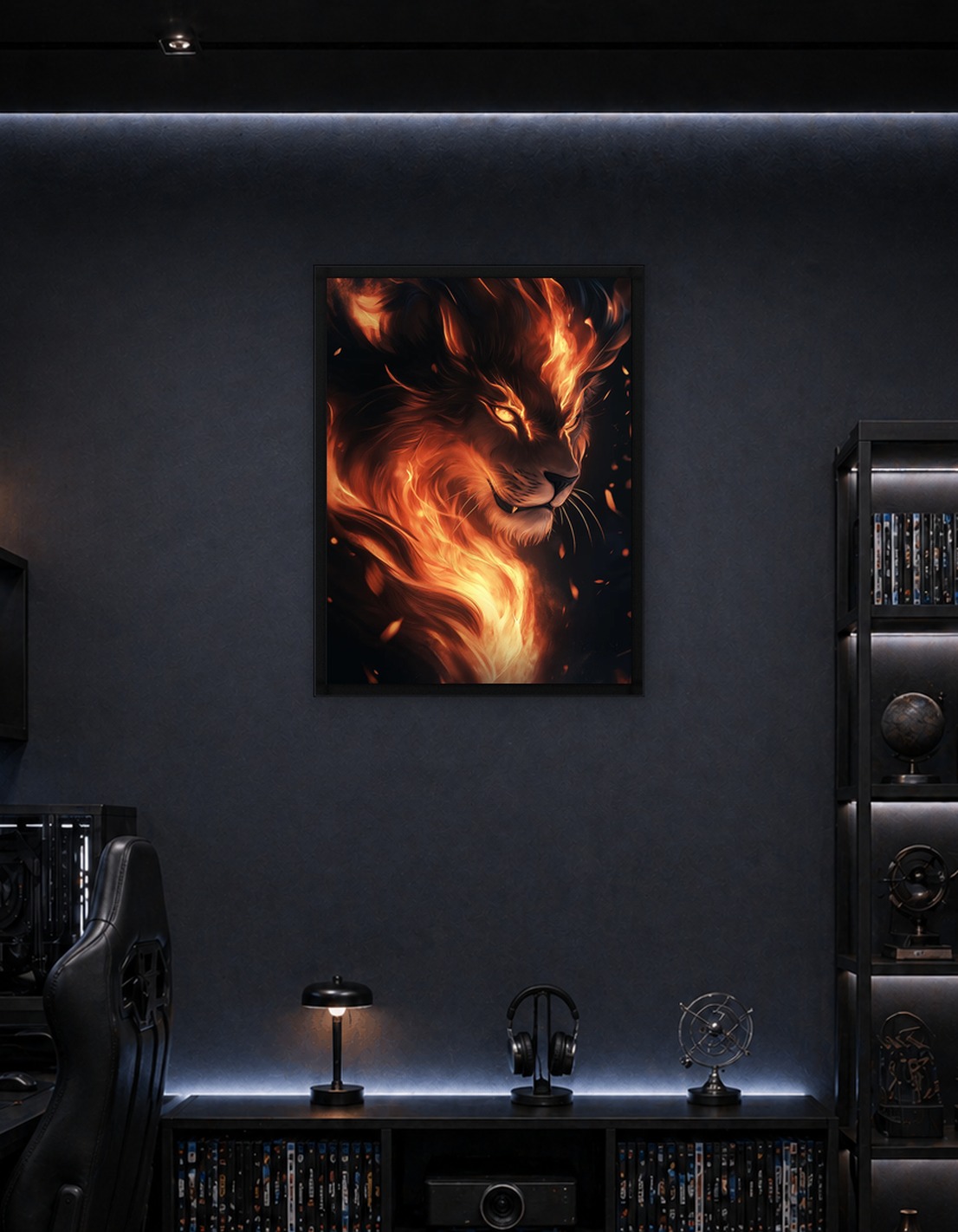 Fiery Lion Head Portrait