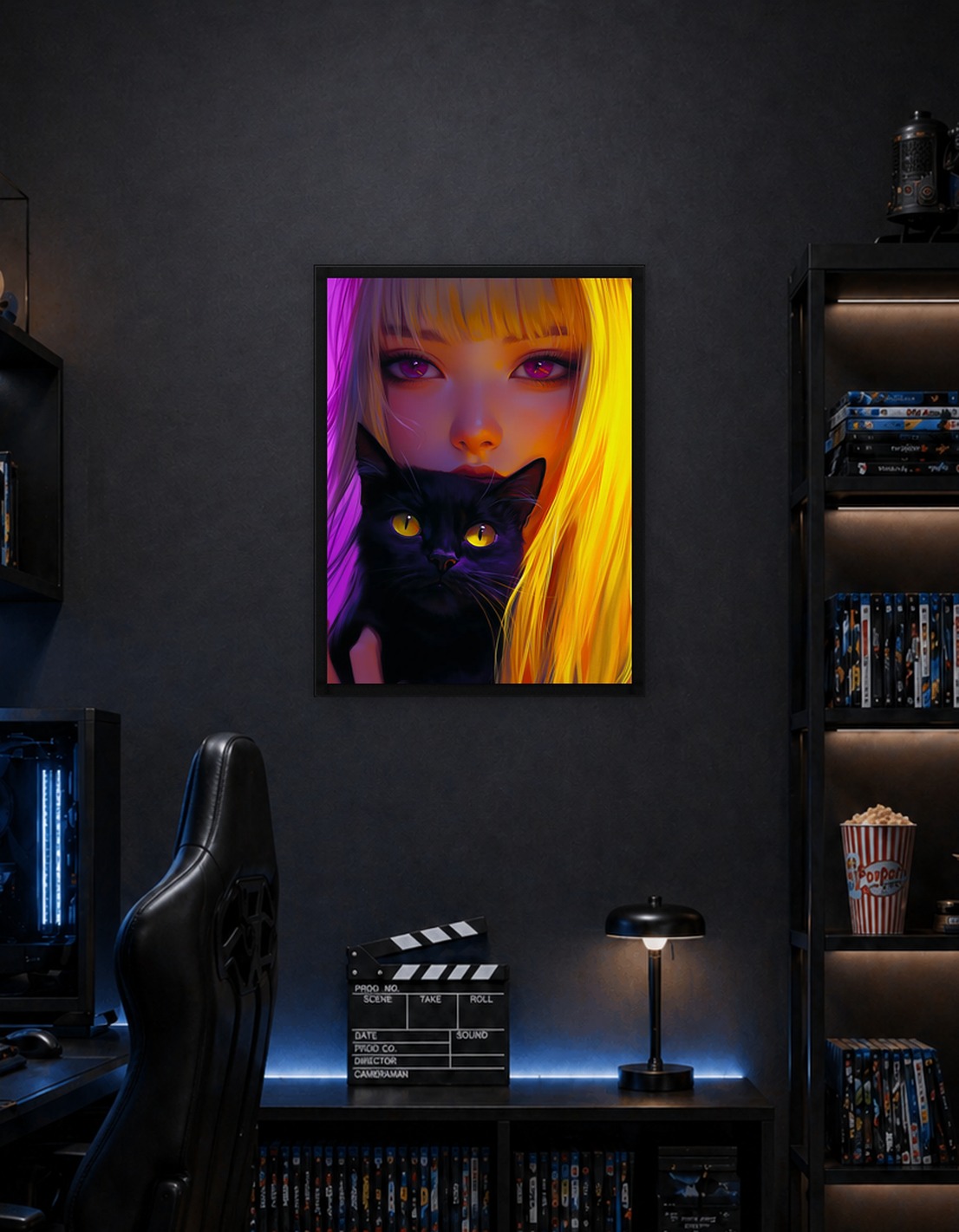 Girl with Black Cat Portrait