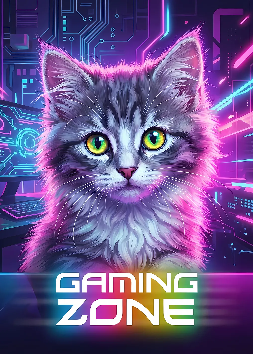 Gaming Zone Cat Portrait