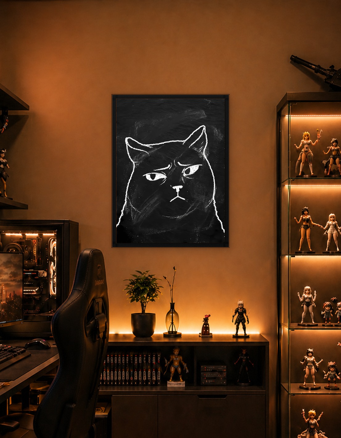 Grumpy Cat Chalkboard Drawing