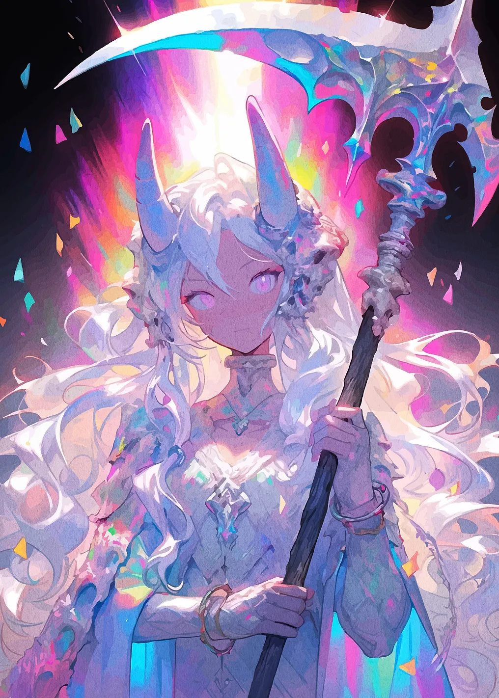 Horned Girl with Scythe Digital Art