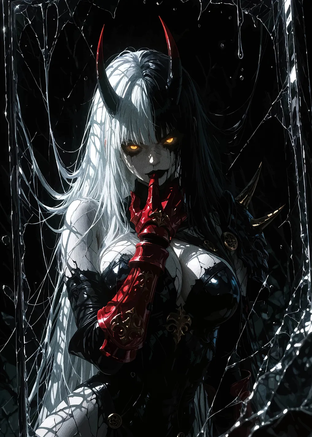 Horned Woman in Black and White