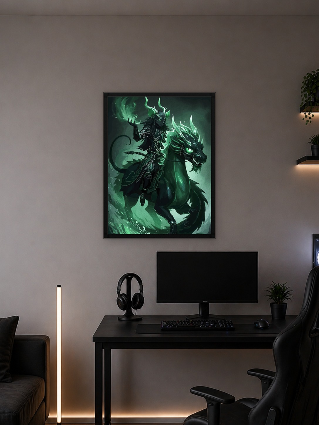Horned Warrior Riding Dragon