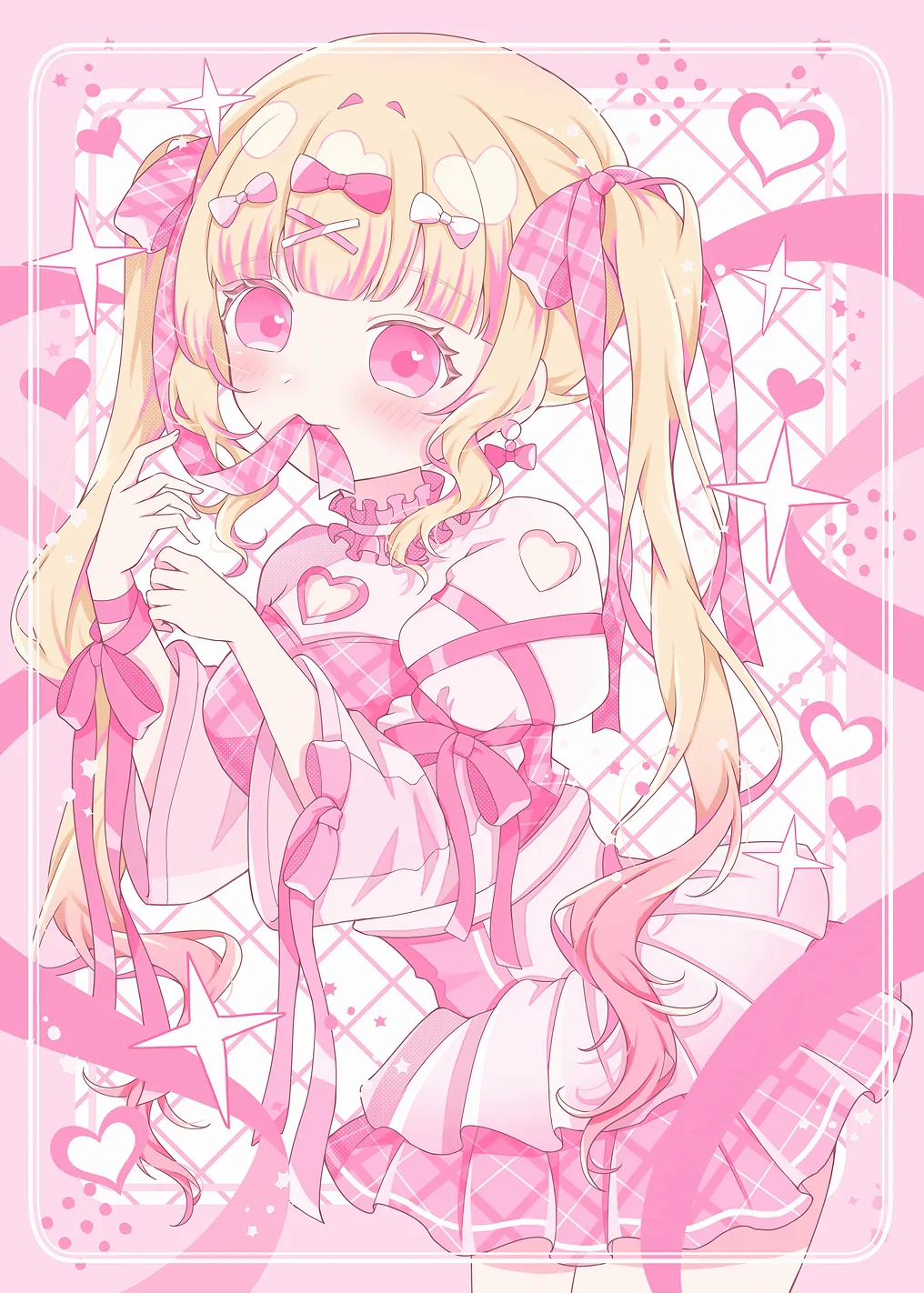 Pink Anime Girl with Ribbons