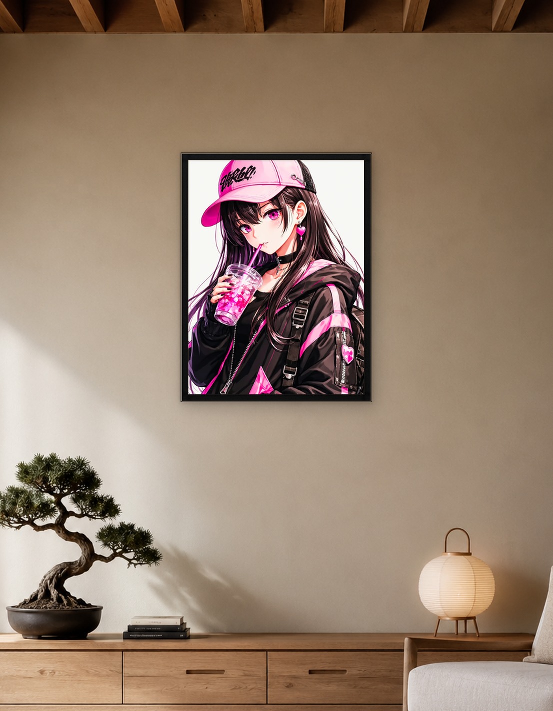 Pink Techwear Anime Girl