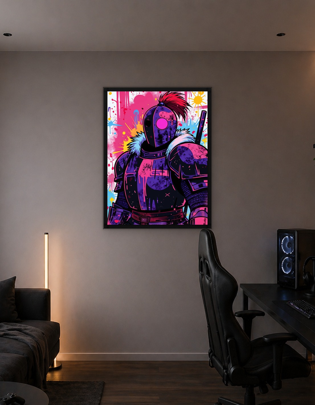 Knight with Pink and Purple Splatter