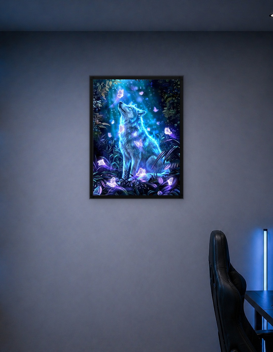 Luminous Wolf and Butterflies