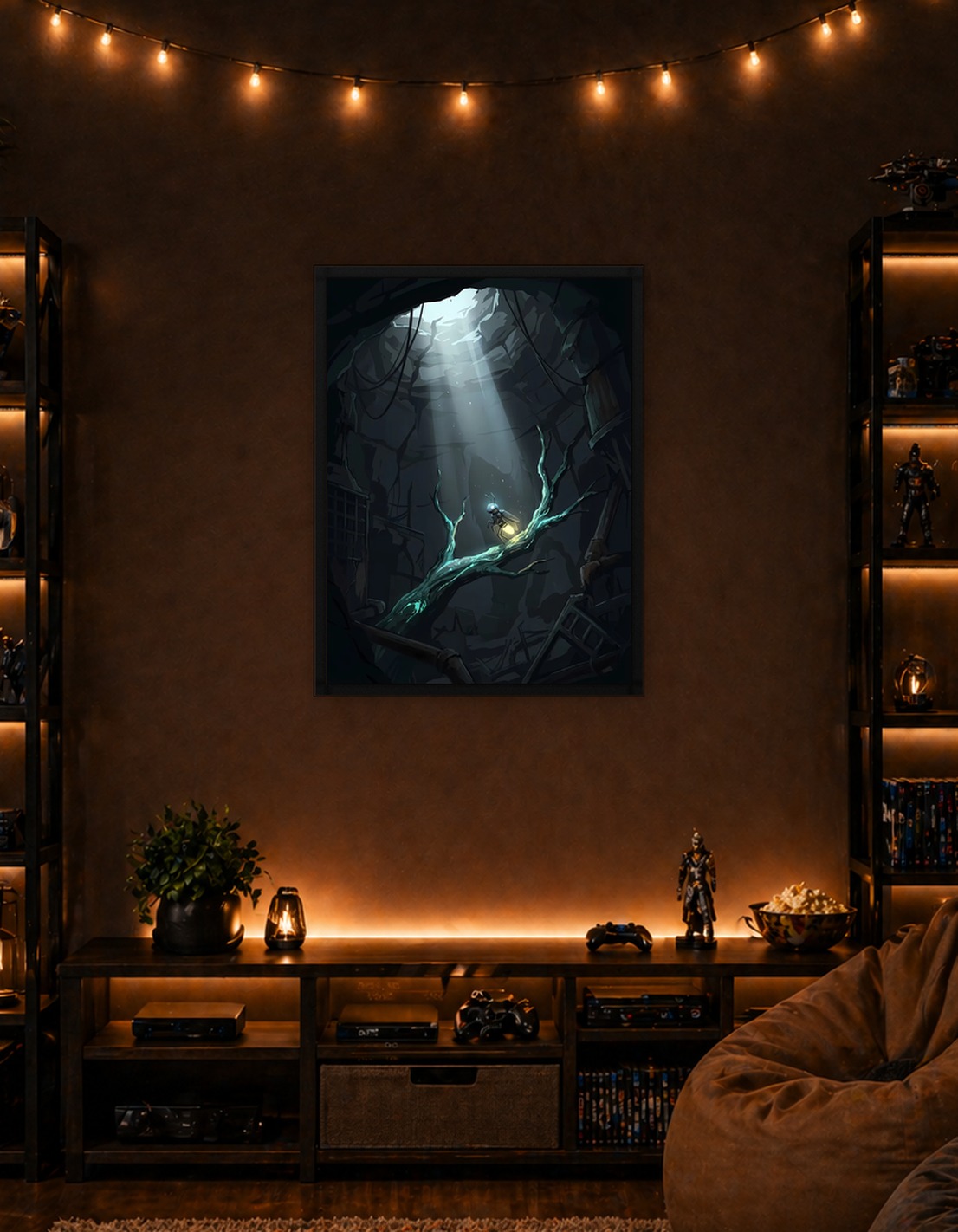 Glowing Bug in Dark Cave