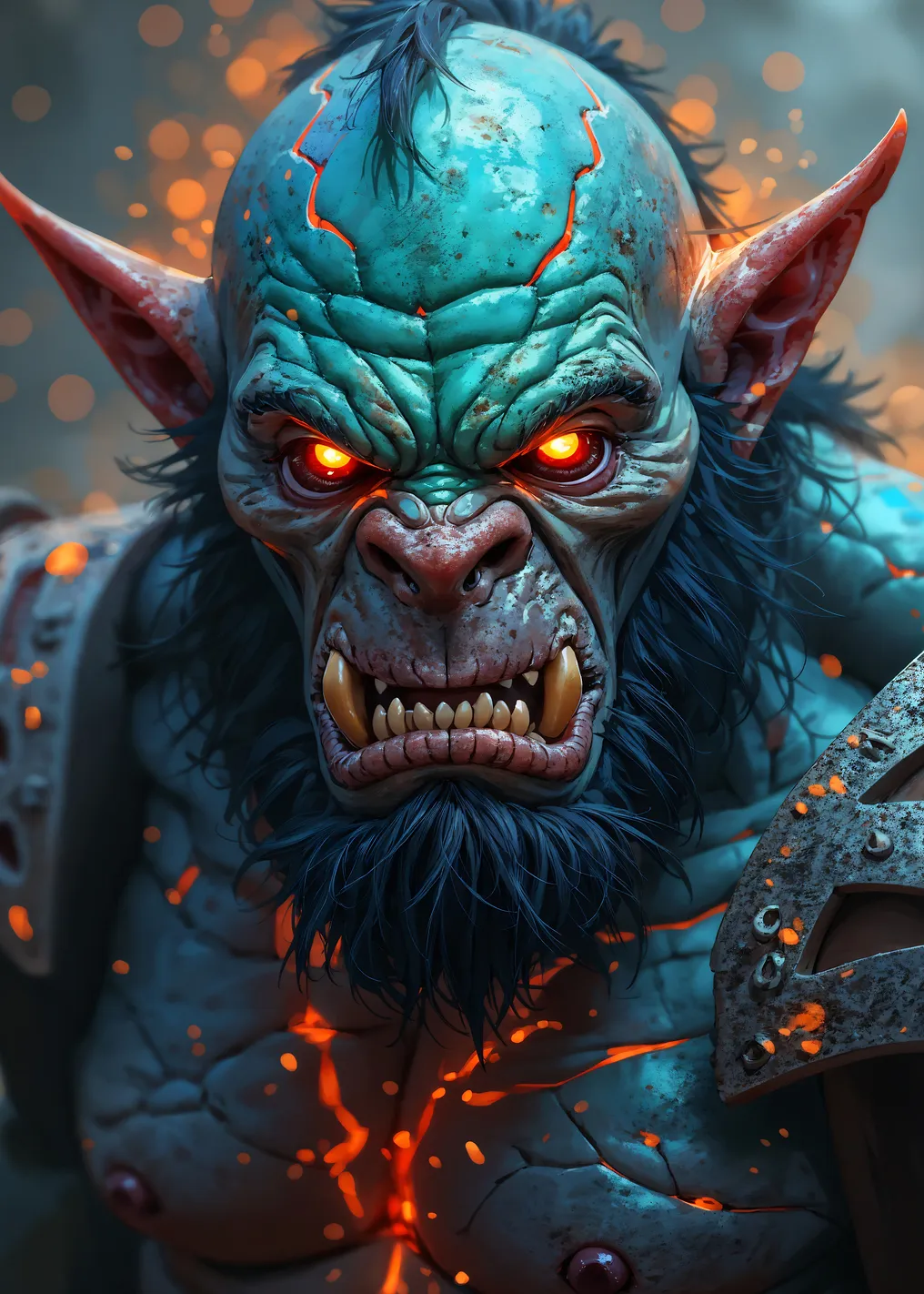 Fierce Orc Warrior with Glowing Eyes