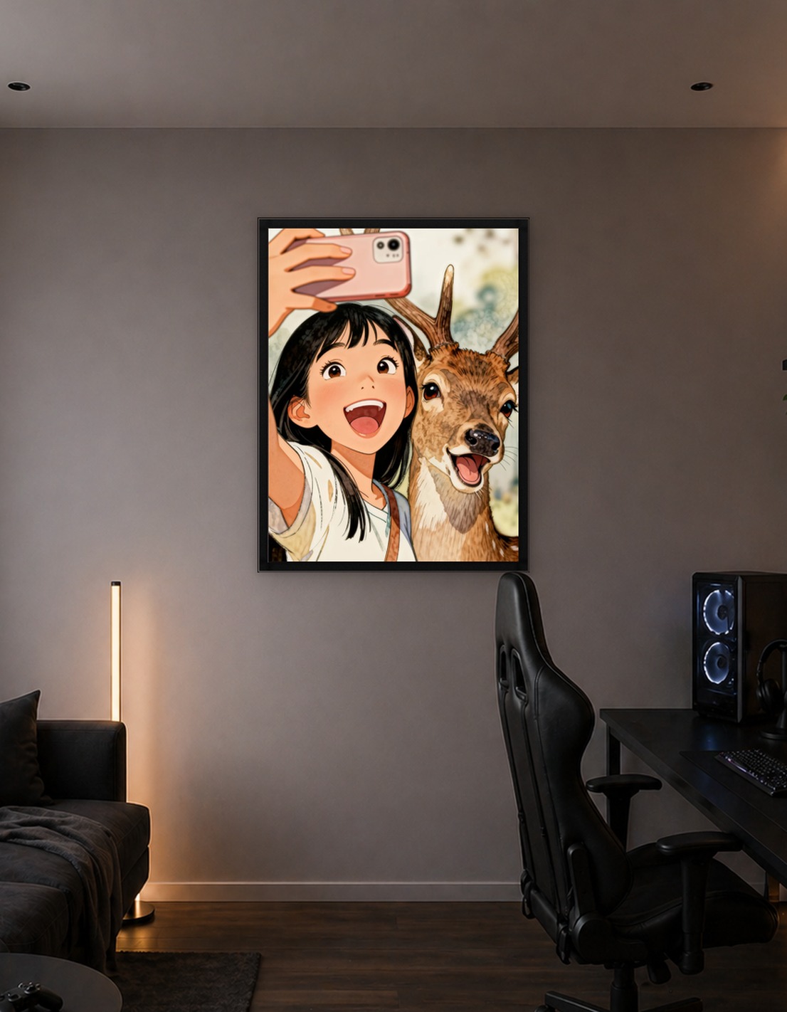 Girl and Deer Selfie