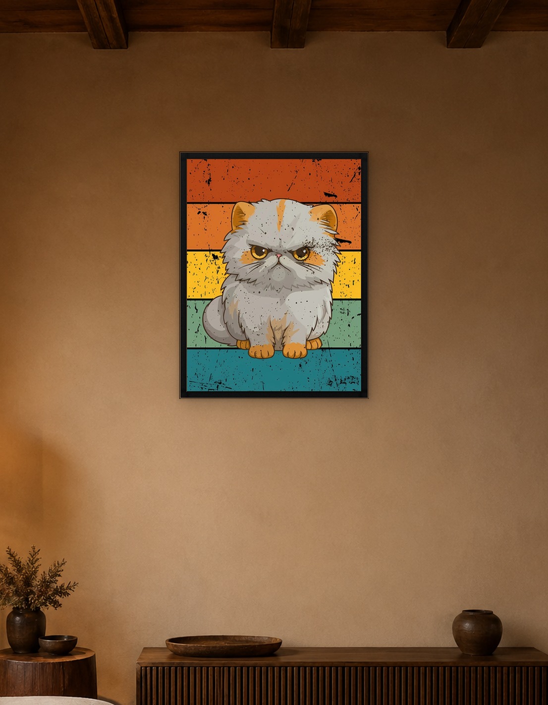 Grumpy Cat Retro Cartoon Illustration