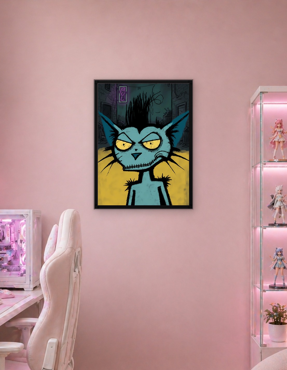 Grumpy Cat in Alleyway Illustration