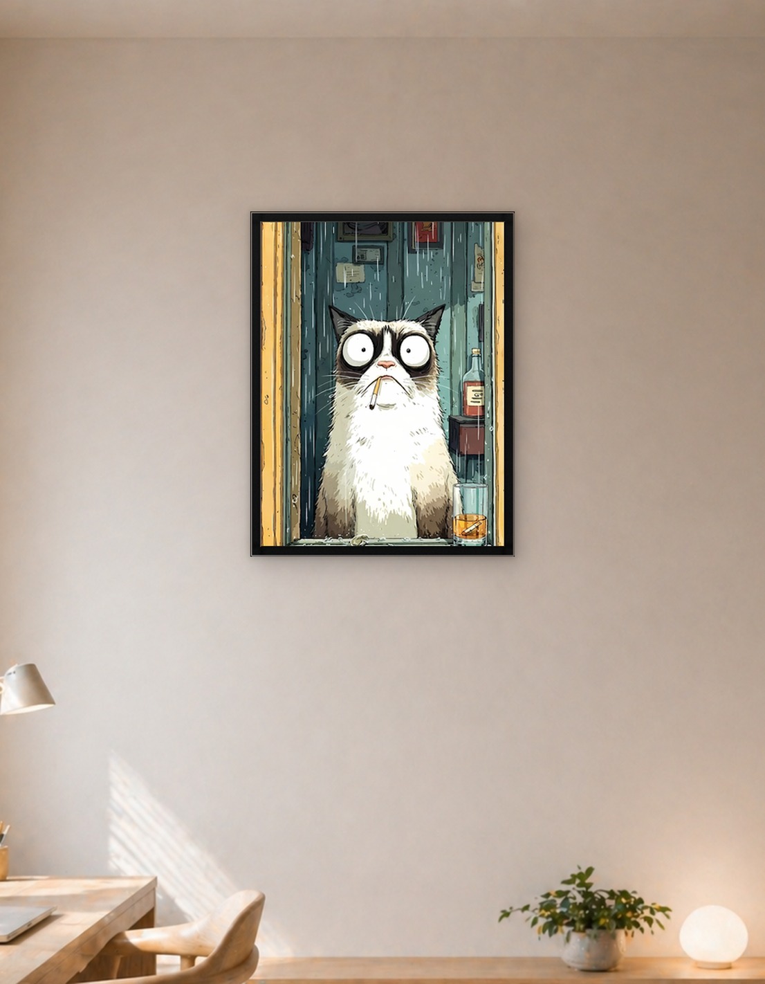 Grumpy Cat in the Rain