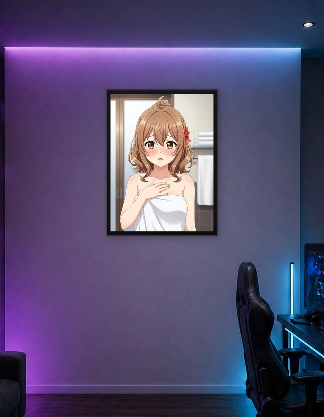 Embarrassed Anime Girl in Towel