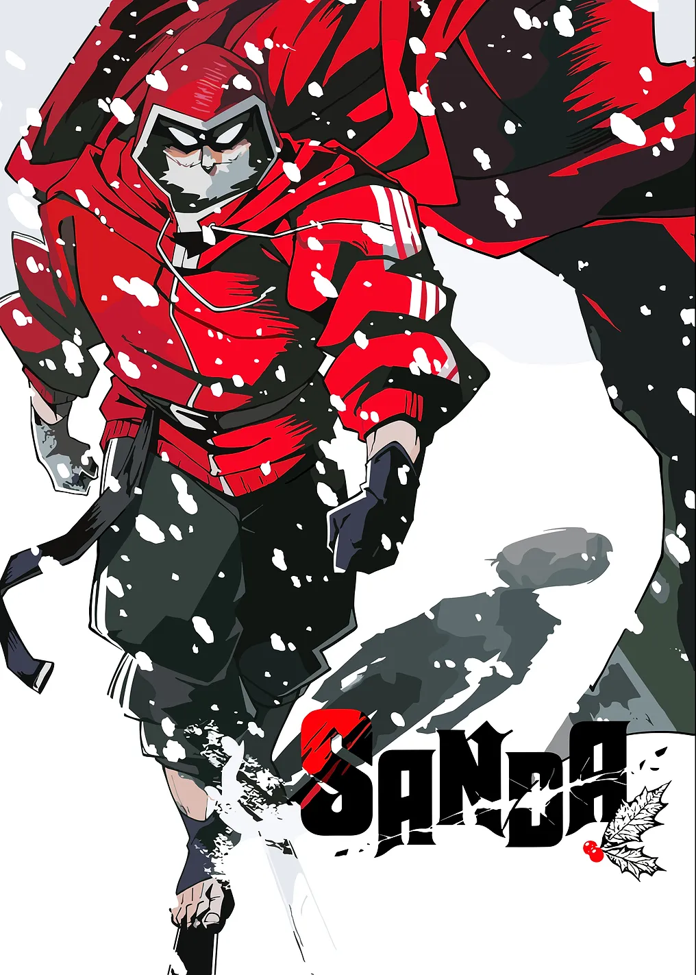 Modern Santa Claus in Red Hoodie