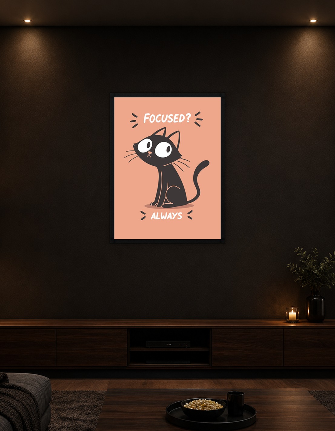 Focused Cat Cartoon Illustration