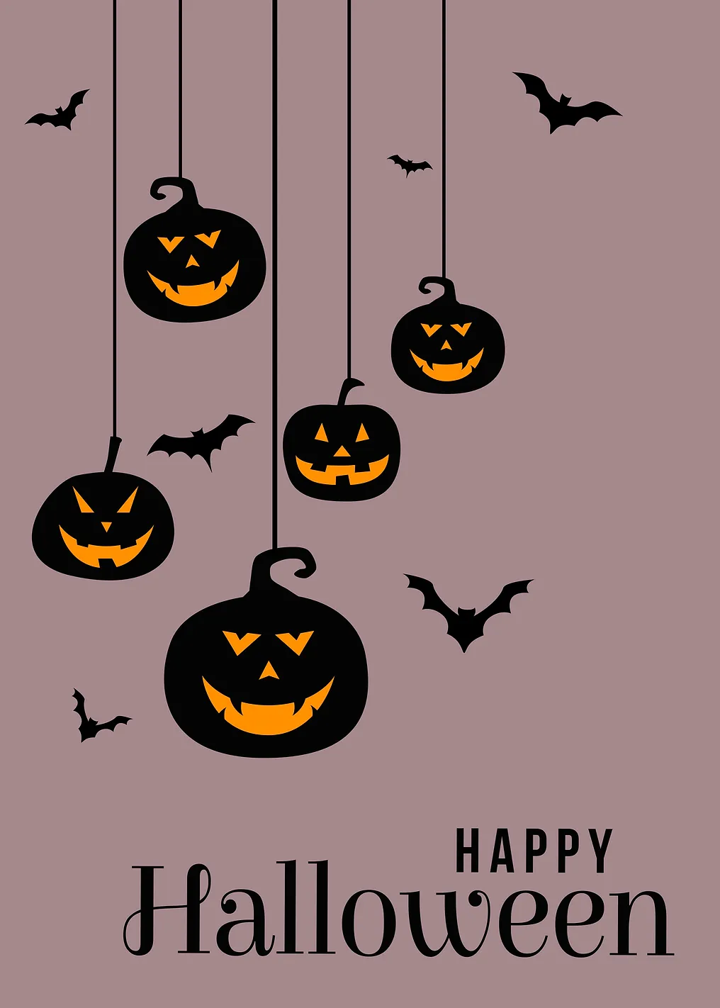 Happy Halloween Pumpkins and Bats - 8714009