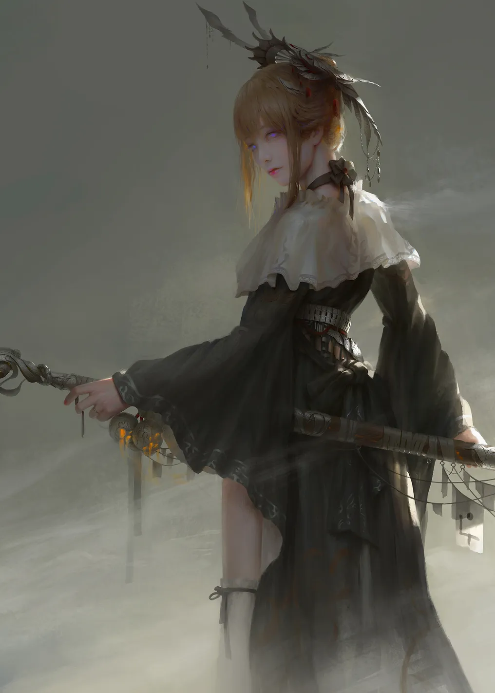 Mysterious Woman with Staff