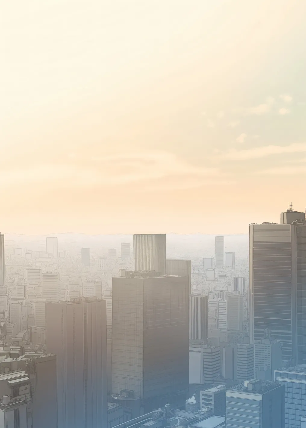 Misty Cityscape at Sunrise