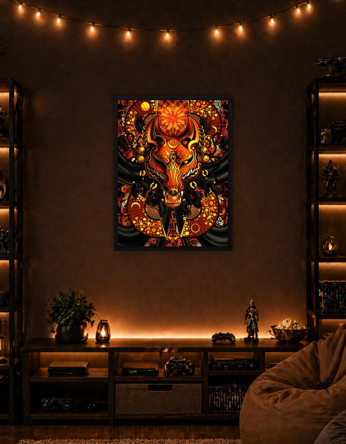 Ornate Kitsune Mask Digital Art