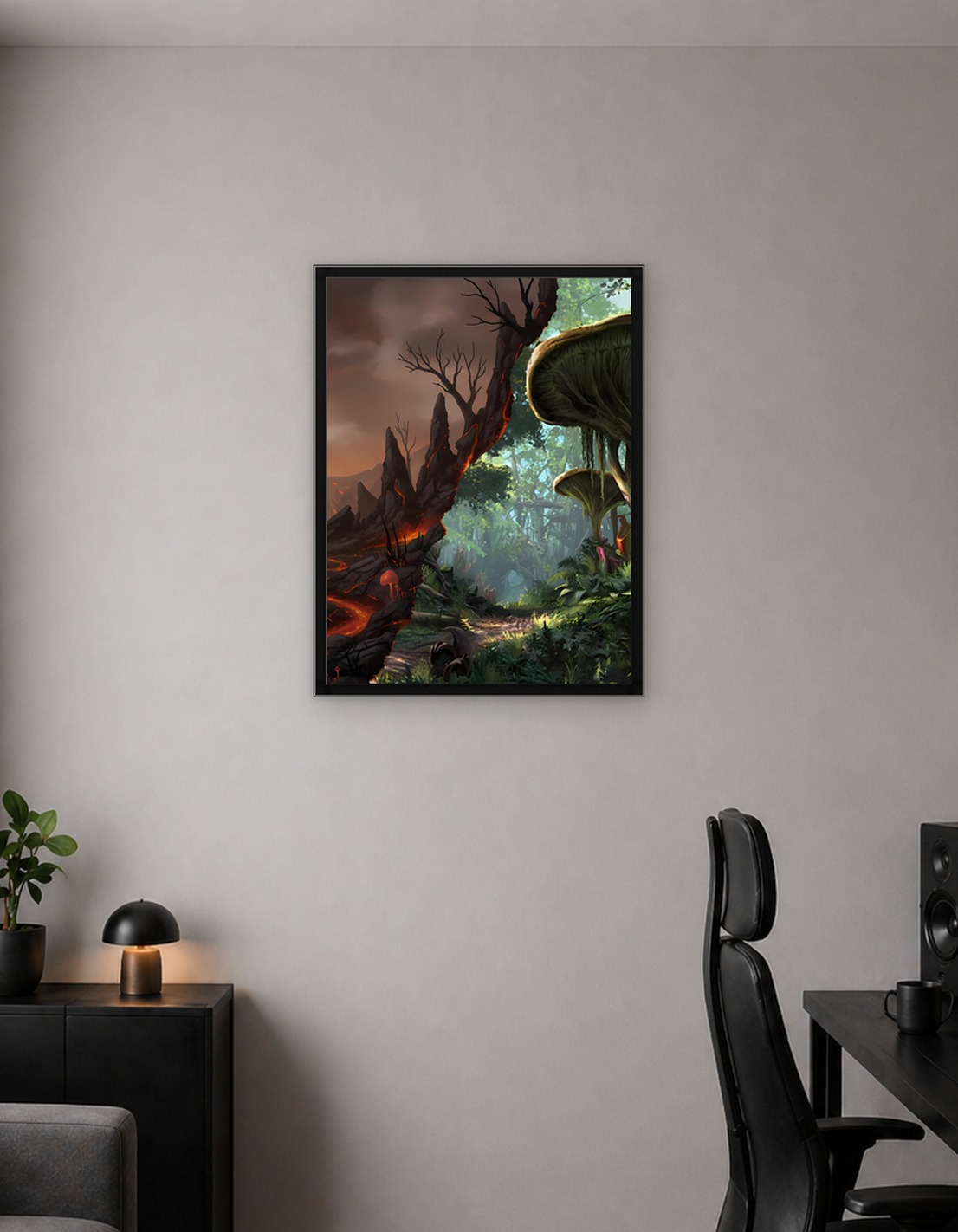 Fantasy Landscape with Lava and Forest