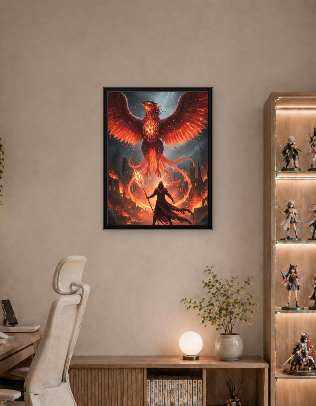 Phoenix and Sorcerer in Fiery City