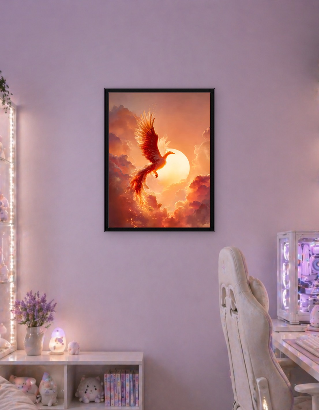 Phoenix Rising in Fiery Sky