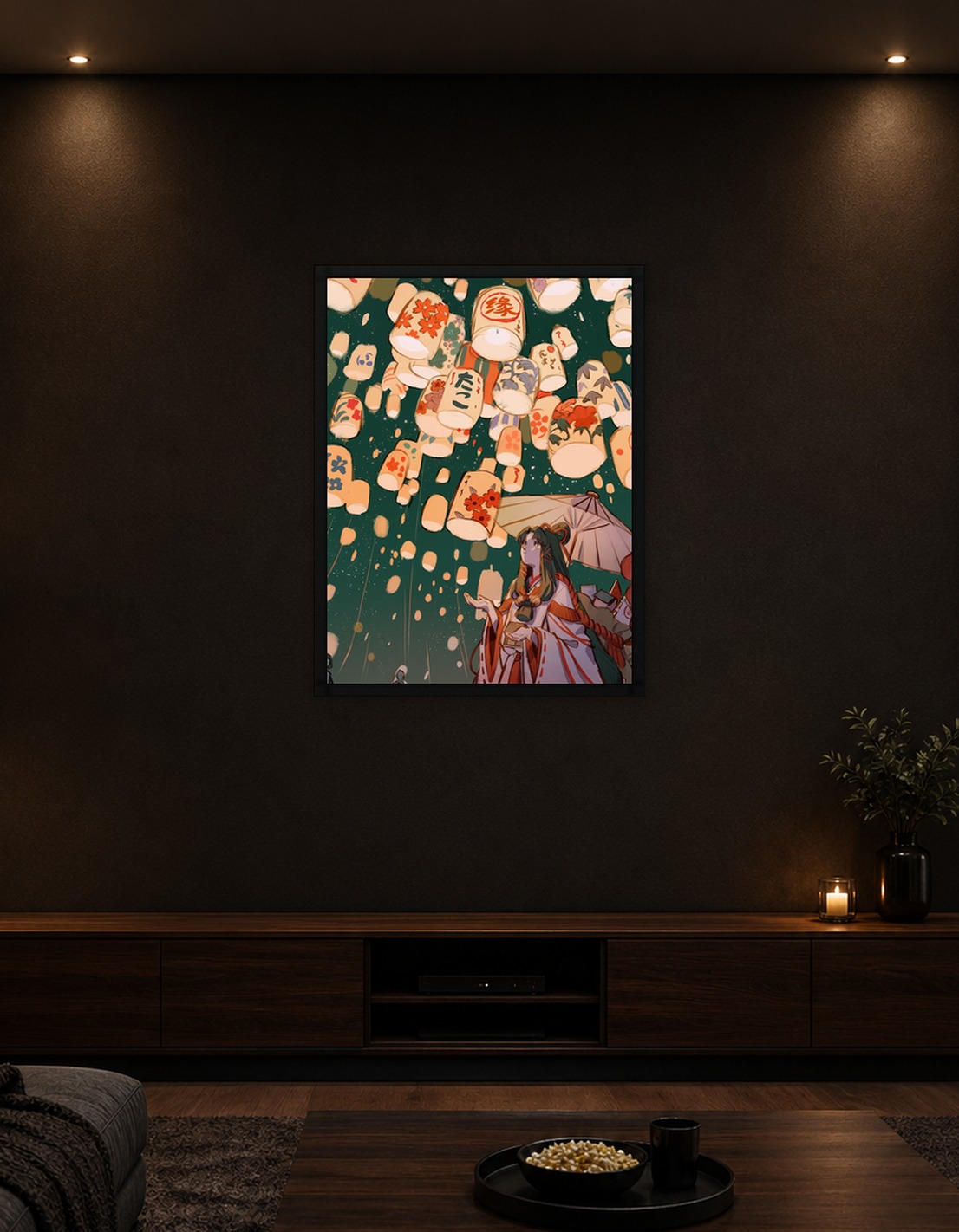 Lantern Festival with Woman in Kimono