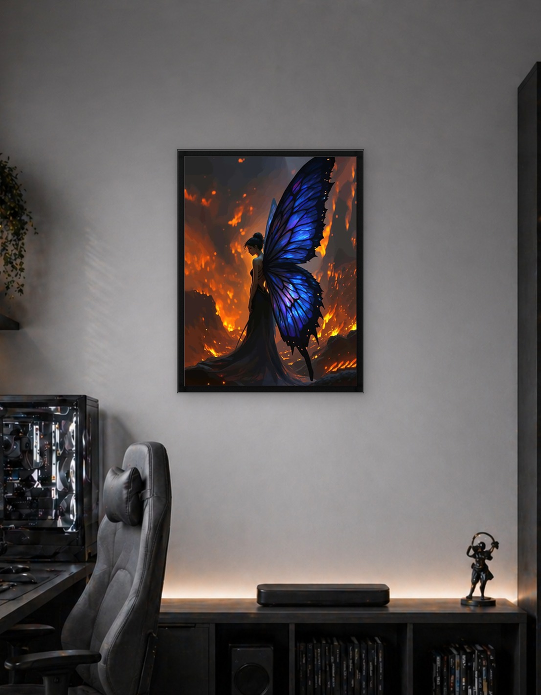 Fairy in a fiery landscape